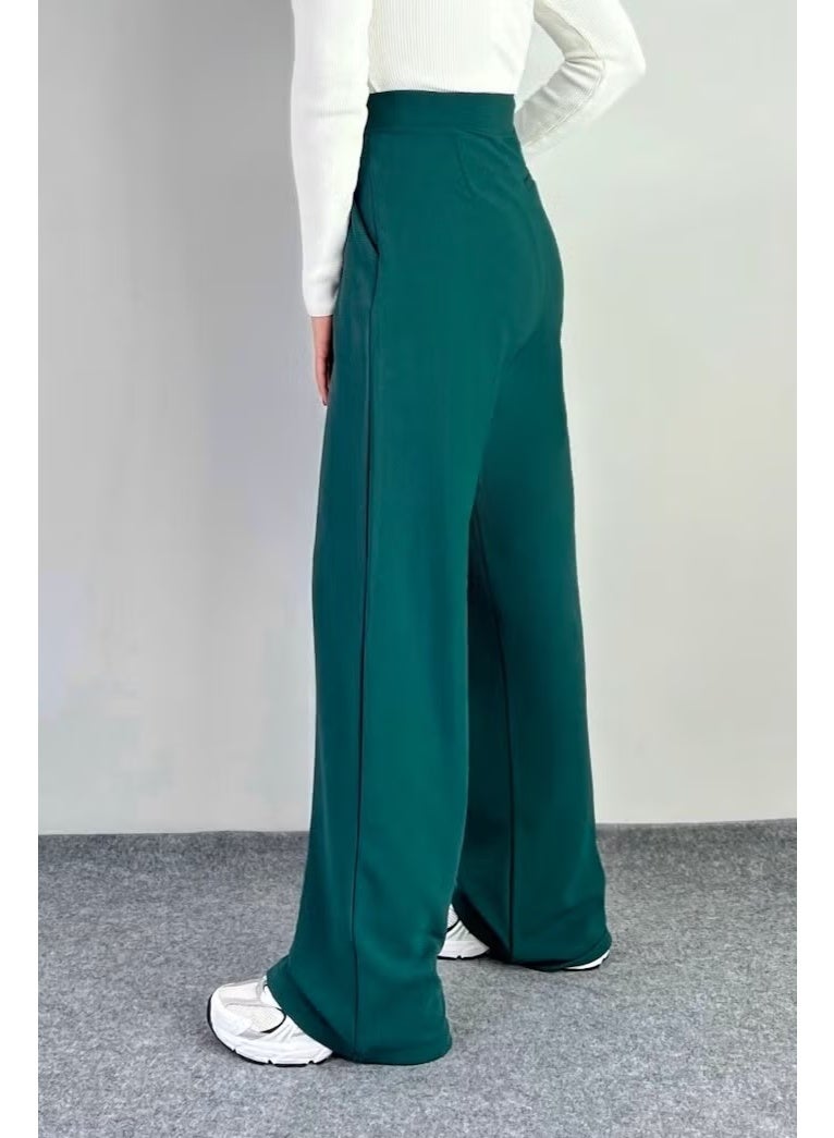 Ritnice Line Women's Lycra Velcro Closure Emerald Green Palazzo Trousers - Image 3